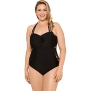 Hot Water Juniors Plus Size By The Sea Strappy Side 1pc.